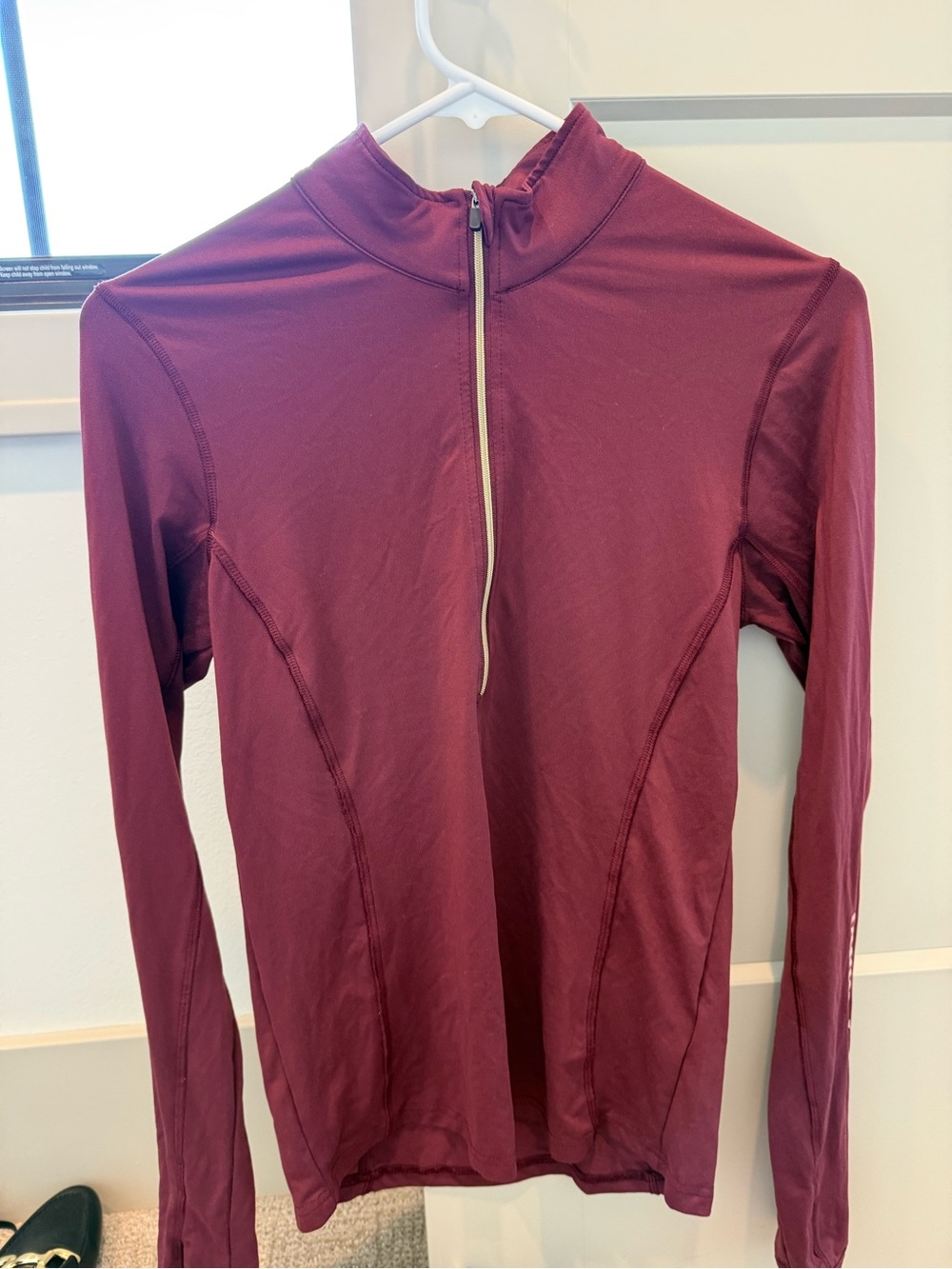 Pomme Long-Sleeve Maroon Swim Top with Front Zip